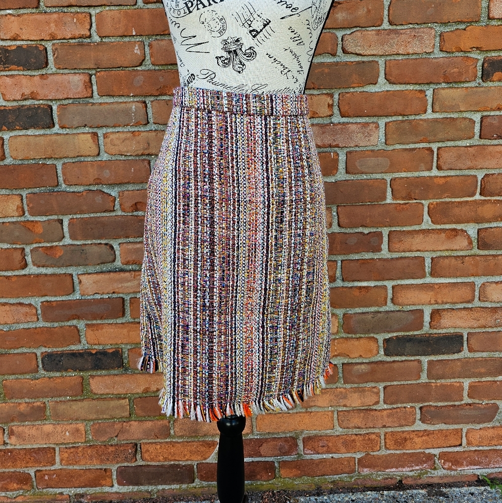 Chelsea & Theodore Tweed Fringe Pencil Skirt – Size 6 - Picture 9 of 15